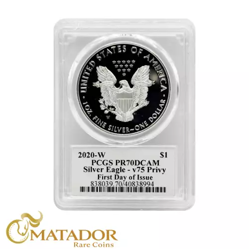 2020-W $1 Silver Eagle - v75 Privy First Day of Issue Cleveland Torch, DCAM (2)