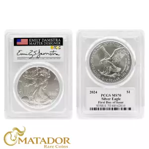 2022-W $1 Burnished Silver Eagle Advanced Release Emily Damstra Flag (3)